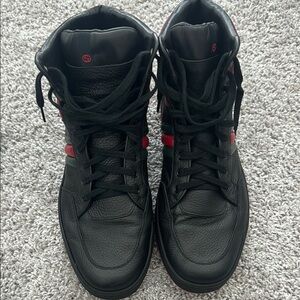 Black and Red Gucci High-Top Men's Shoes